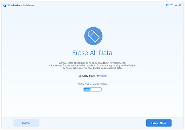 Erase all data